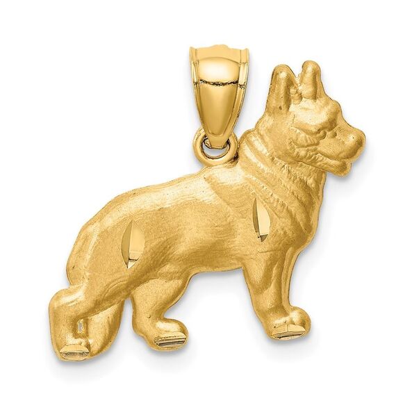 14k Yellow Gold Diamond-cut German Shepherd Pendant,All Products : American Fashion Style Bags On Sale